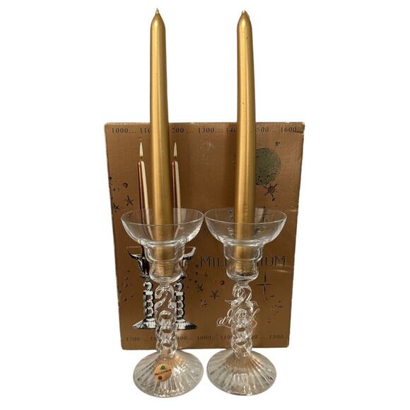 Vintage Y2K Cristal D'Arques Millennium 2000 Candle Holders & Gold Candlesticks - Picture 1 of 8